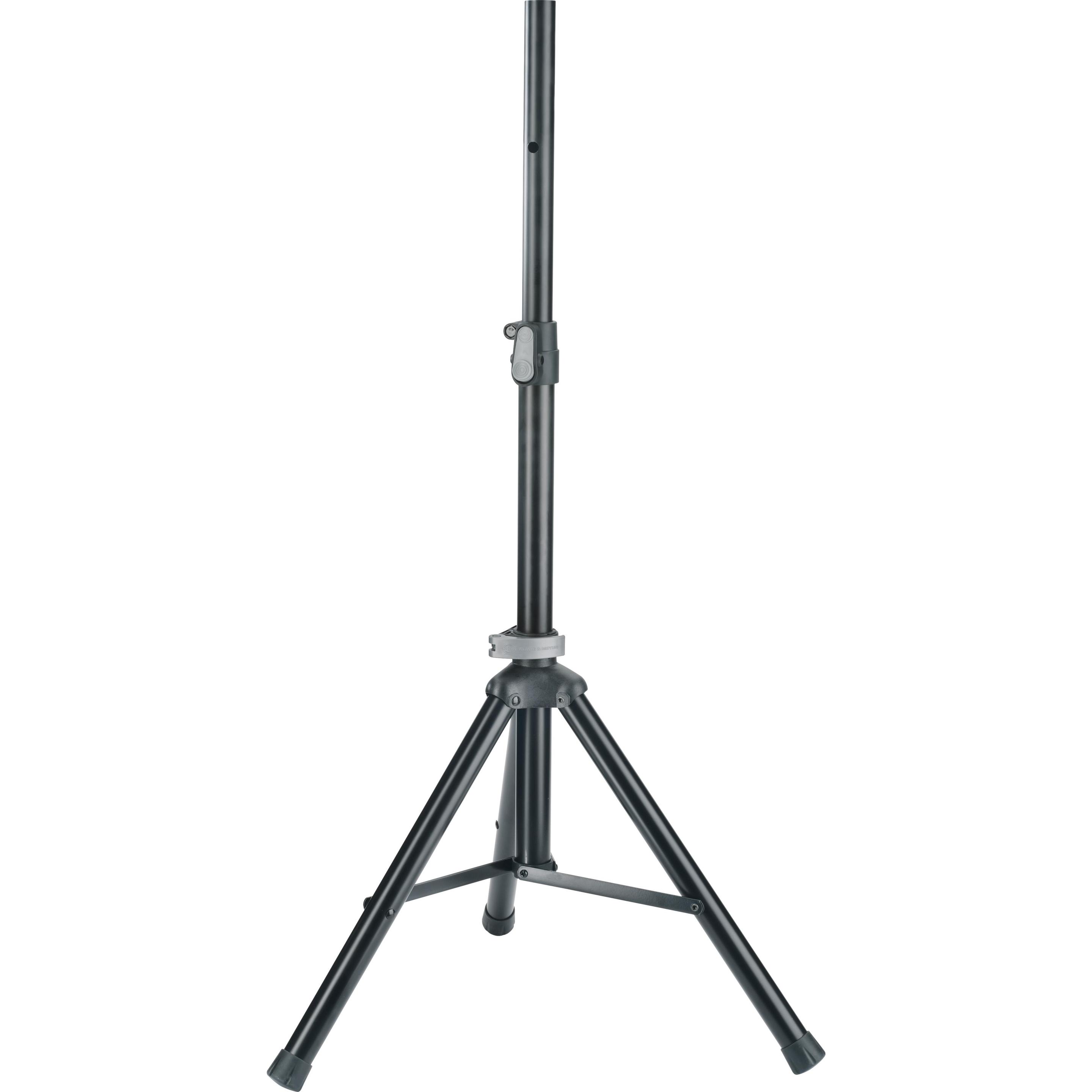 K&M 21454 Supporto per diffusori - basso (1 pz., Installazione a parete, Regolabile in altezza), Stativo + Montaggio a muro per altoparlanti, Nero