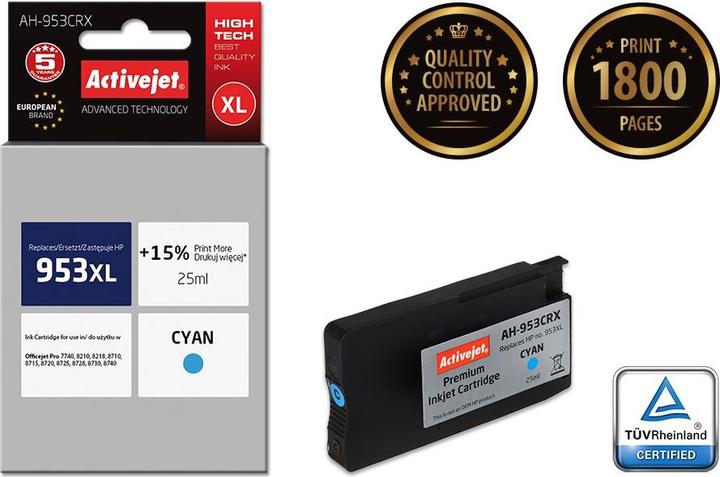 Produktbild Activejet AH-953CRX - Tinte auf Pigmentbasis - Blau - HP - OfficeJet Pro 7740 - 8210 - 821 (C)