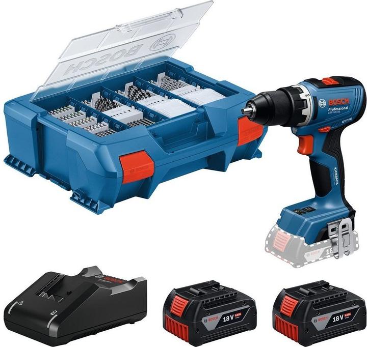 Bosch Professional Bosch Bohrschrauber GSR 18V-65 2xPC4,0Ah, L-Boxx, 82tlg. ACC (Rechargeable battery operated)