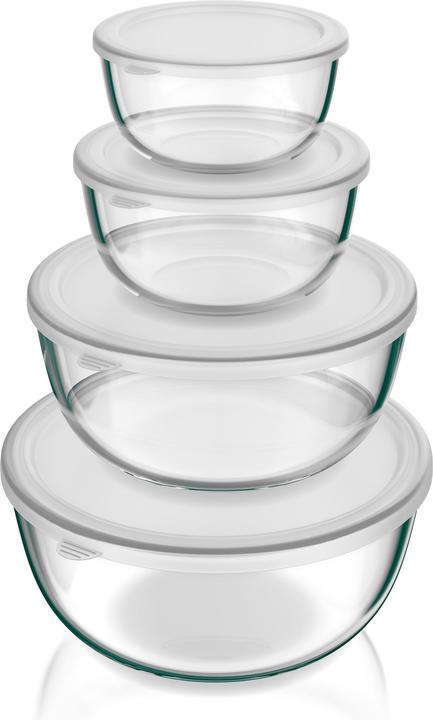 Arendo Glass bowls with lids (14 cm, 0.70 l, 4x)