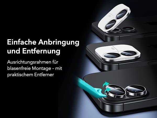 Produktbild ESR Armorite Camera Lens Protectors for iPhone17/16/16 Plus, Clear (1 Stk., Apple iPhone 16, Apple iPhone 16 Plus, Apple iPhone 17)