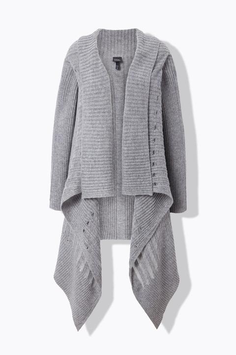 Actual product image Ulla Popken Lightly Distressed Oversized Open Shape Cardigan (50, 52, 54, 56)