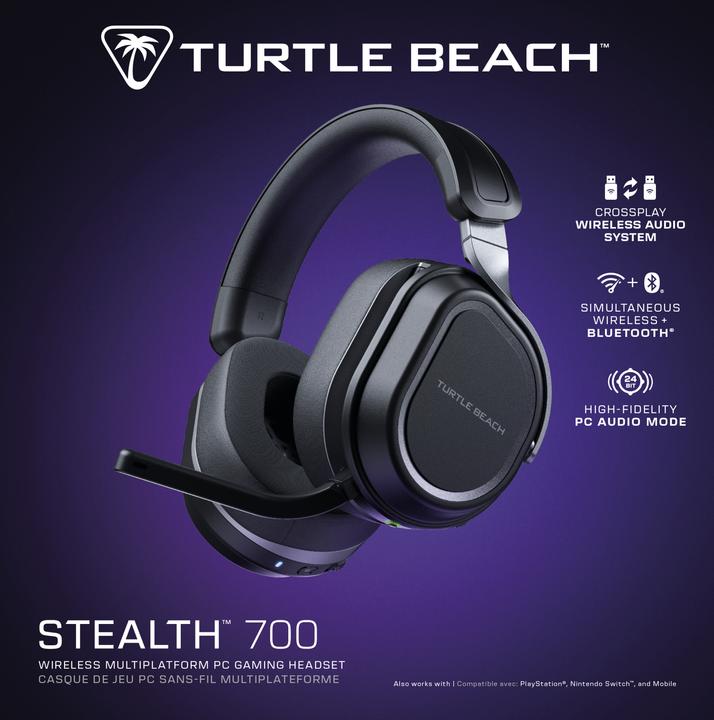 Image du produit Turtle Beach Casque gaming amplifié multiplateforme sans fil Stealth 700 pour PC, PS5, PS4 et mobile - Audio 24 b (Sans fil)