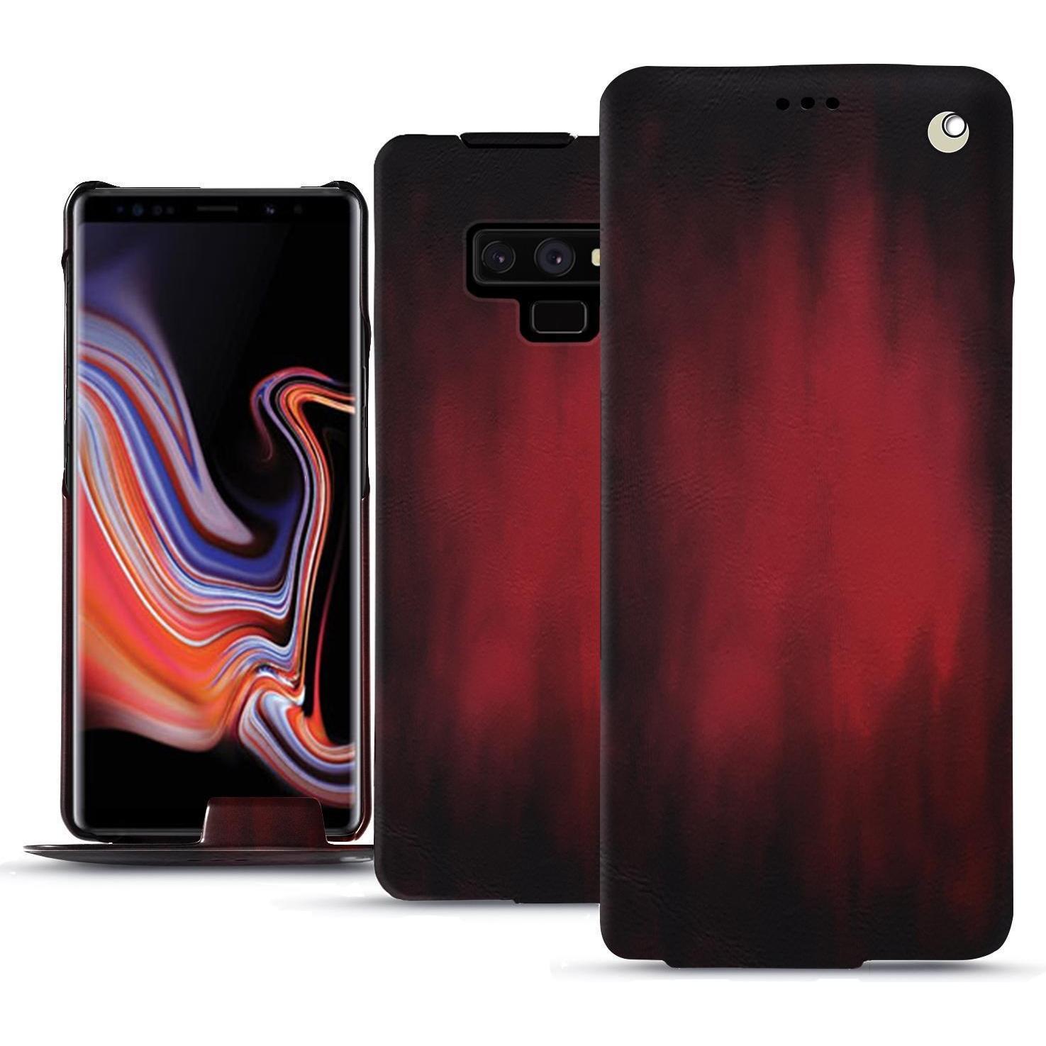 Noreve Lederschutzhülle vertikal (Samsung Galaxy Note 9), Smartphone Hülle, Rot