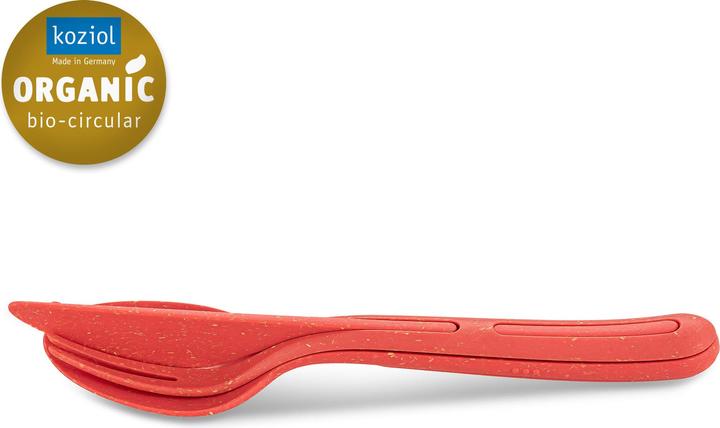 Actual product image Koziol Cutlery set to go Klikk 3 pieces, Red (3 Piece, Cutlery set)