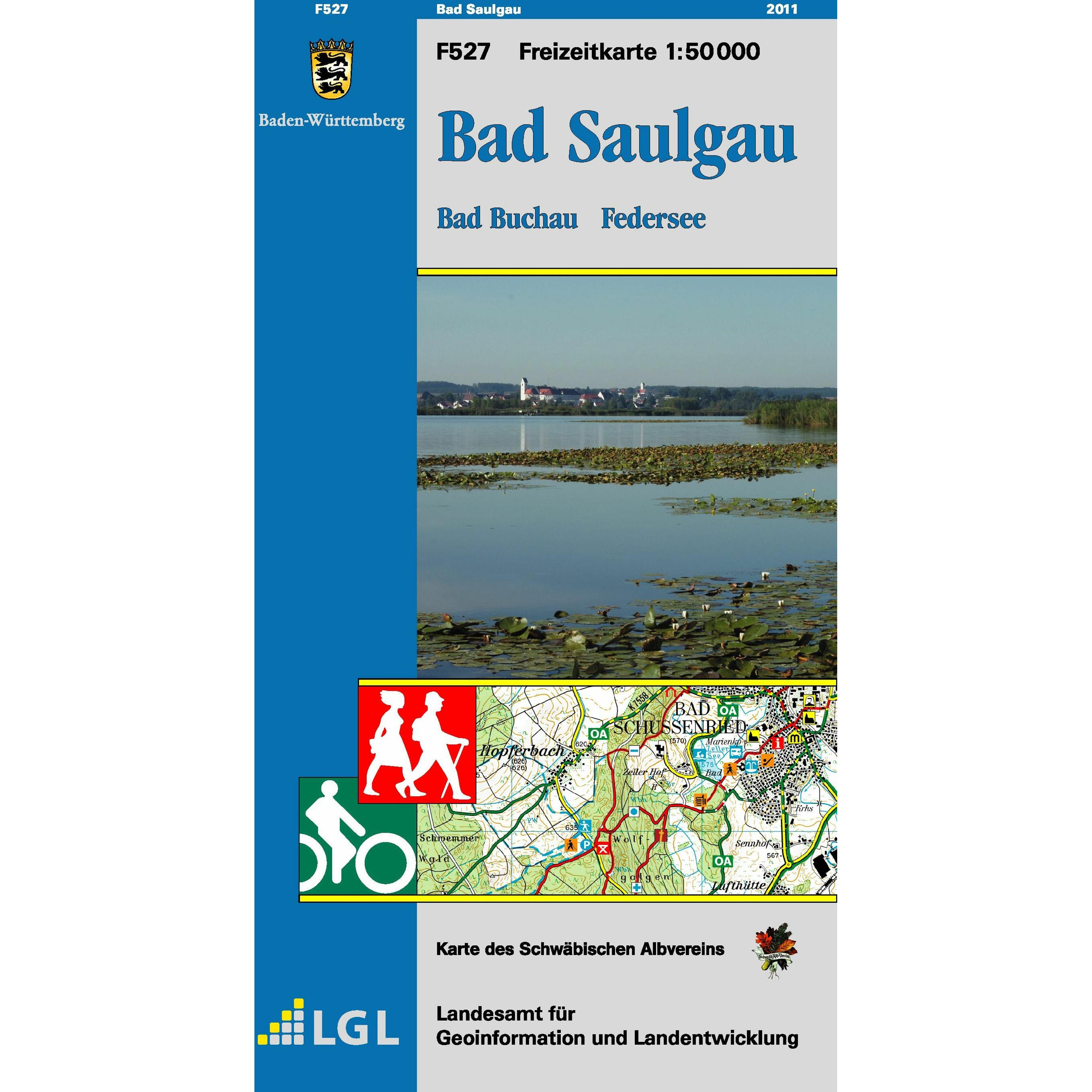 Mana LGL BW 50 000 Freizeit Bad Saulgau: Bad Buchau, Federsee. Freizeitkarte mit Wander-, Radwegen und to (35199977)