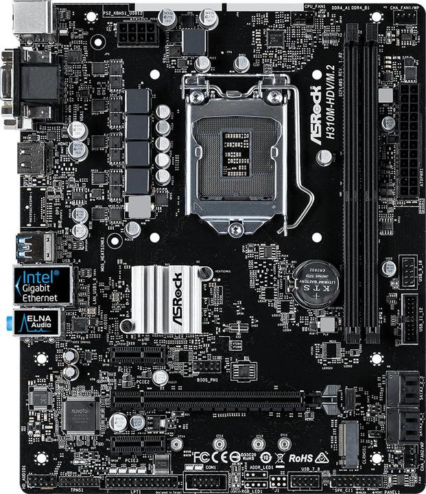 Produktbild AsRock H310M-HDV/M.2 - Motherboard - micro ATX - LGA1151 Socket - H310 - USB 3.1 Gen 1 (LGA 1151, Intel H310, mATX)