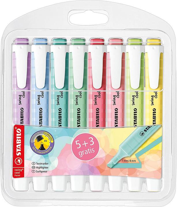 Produktbild STABILO Textmarkeretui 5+3ST Swing Cool sortiert (Sortiert, 5 mm, 8 x)