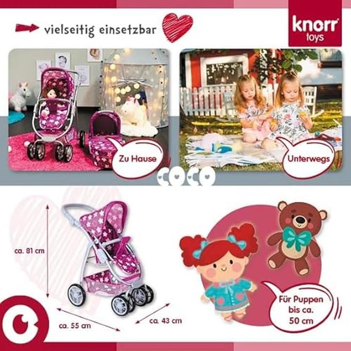 Actual product image Knorrtoys Puppenwagen Coco - star dark pink