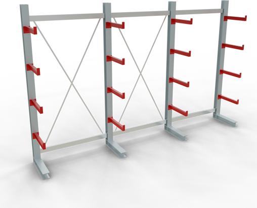 Produktbild Schulte Lagertechnik K 3000 Kragarm-Komplettregal 4 Ständer - 1-seitig