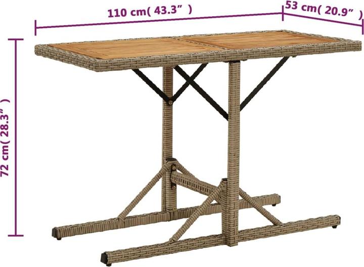 Produktbild vidaXL Gartentisch (110 x 53 x 72 cm)