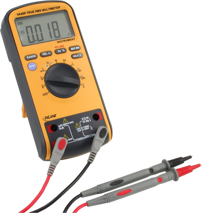 InLine Multimeter mit PC-Anbindung über USB (CAT IV 600V, CAT III 1000V)