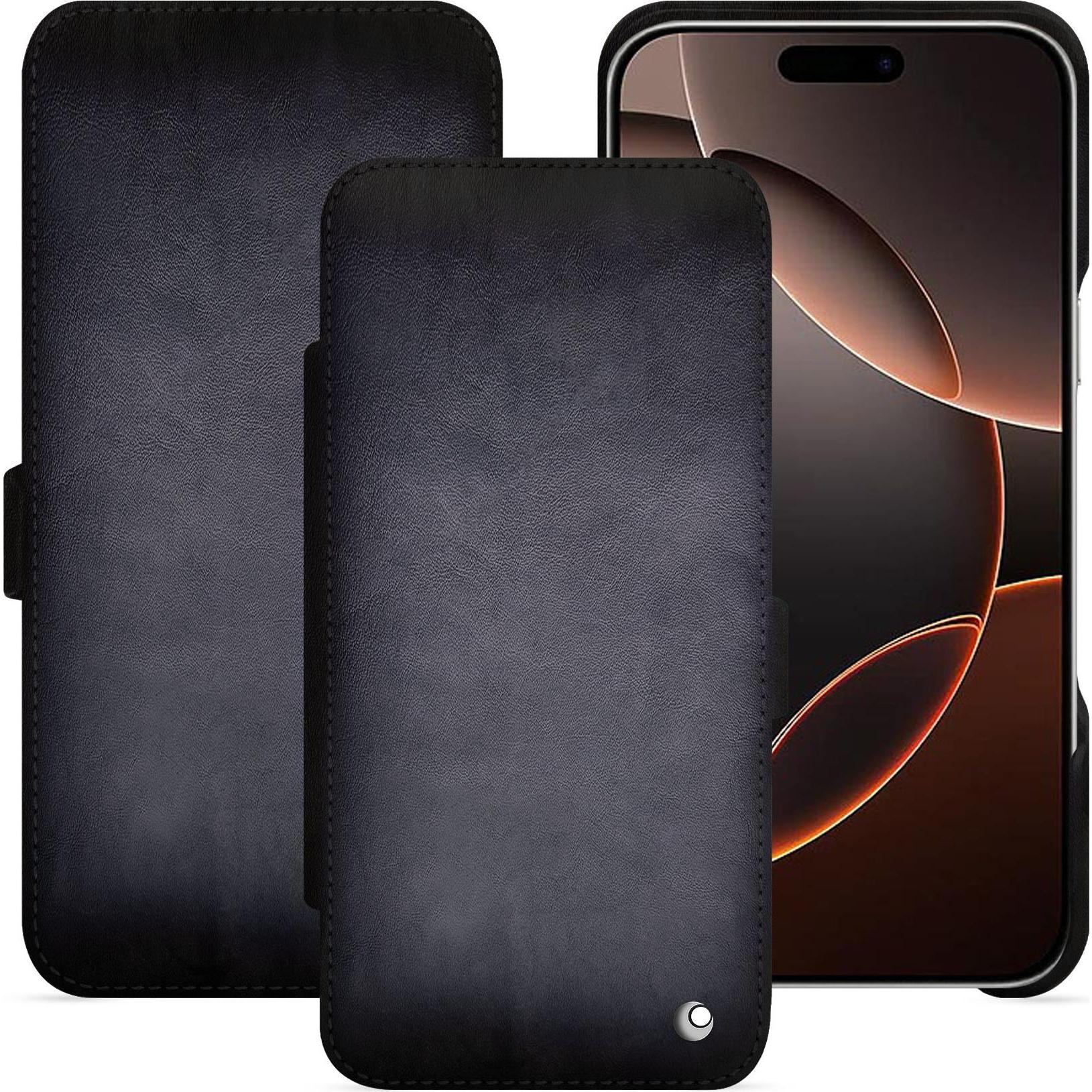 Noreve Lederschutzhülle horizontal (Apple iPhone 16 Pro), Smartphone Hülle, Grau
