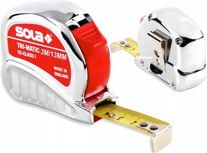 Produktbild Sola Messwerkzeuge Taschenrollbandmass TRI-MATIC Länge 3 m Breite 13 mm mm/cm EG I Kunststoff Stopptaste (3 m)