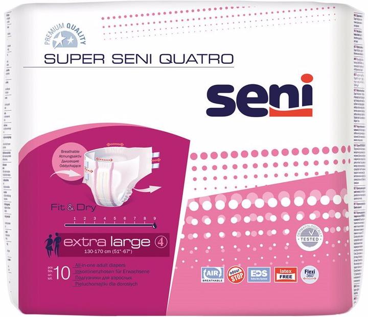 Produktbild Seni Quatro Windelhosen XL atmungsaktiv Hüftumfang 130-170cm 9 Tropfen (10 x, Large plus)
