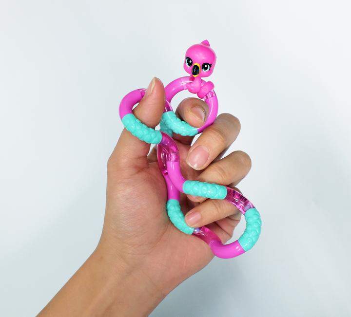 Actual product image Tangle Fidget Toy 8502 Jr. Pets Series with Flamingo Animal Figure, Antistress Toy, Promotes Coord... (German, French, Italian, English)