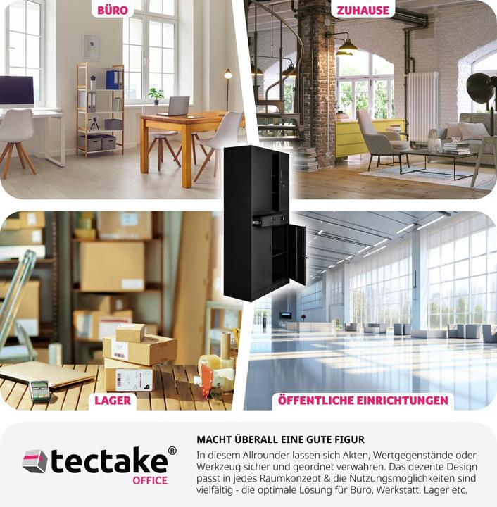 Image du produit tectake Armoire de classement (80 x 40 x 180 cm)