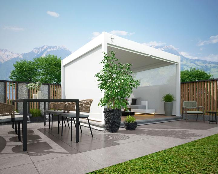 Produktbild Weide Sonnenrollo für Ventaris/ Pergola 4.00m Weiss (280 cm, 20 cm)
