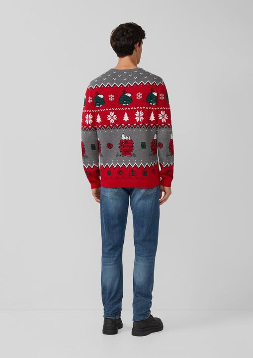 Produktbild s.Oliver Strickpullover Weihnachtspullover aus reiner Baumwolle mit Peanuts®-Motiv (M)
