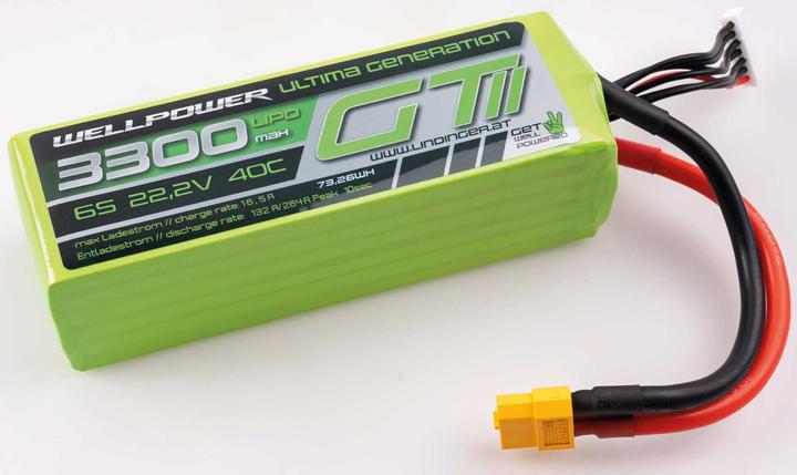 Actual product image Wellpower LIPO AKKU ULTIMA GT II 3300 MAH / 22,2 Volt 6S 40/80C CH5/8 XT-60 (22.20 V, 3300 mAh)