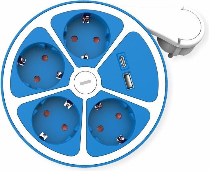 Actual product image Roline 4-way socket strip with switch, round (4x, CEE 7/3, 1.50 m)