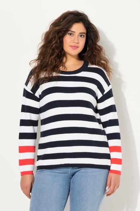 Produktbild Ulla Popken Pullover, Ringel, Rundhals, Langarm (56)