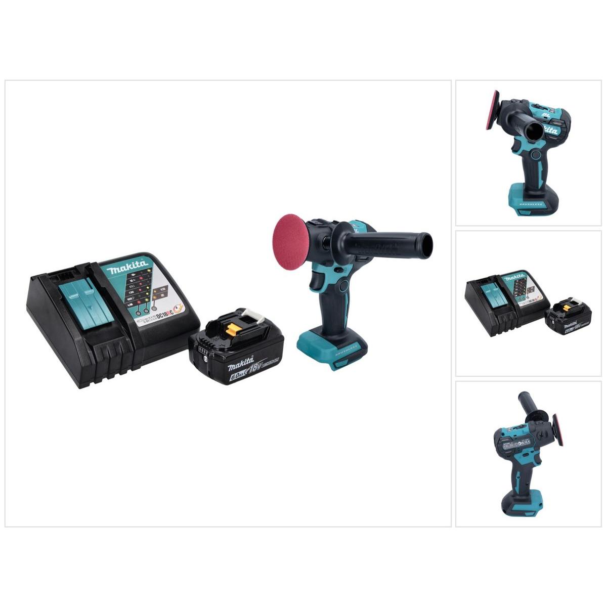 Makita, Schleifmaschine + Poliermaschine, DPV 300 RG1 Akku Schleifer Polierer 18 V 50 / 80 mm Brushless + 1x Akku 6,0 Ah...