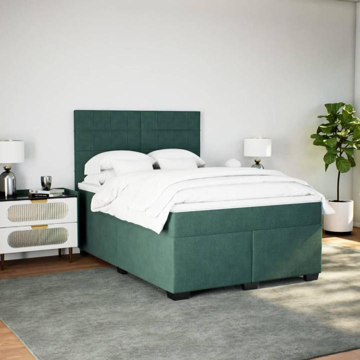 Produktbild vidaXL Bo x springbett mit Matratze 140 x 190 cm Samt (140 x 190 cm)