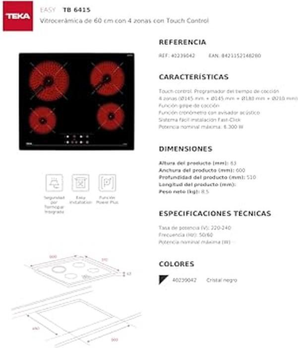 Image du produit Teka TB 6415 Plaque chauffante