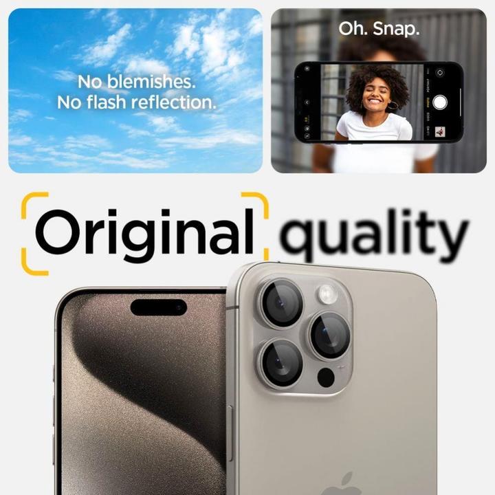 Immagine prodotto Spigen Proteggi fotocamera Optik.tR EZ Fit per iPhone 14 Pro / Pro Max / 15 Pro / Pro Max - titanio (2 Pezzo/i, Apple iPhone 14 Pro, Apple iPhone 14 Pro Max, Apple iPhone 15 Pro, Apple iPhone 15 Pro Max, Apple iPhone 16 Pro Max, Apple iPhone 16 Pro)