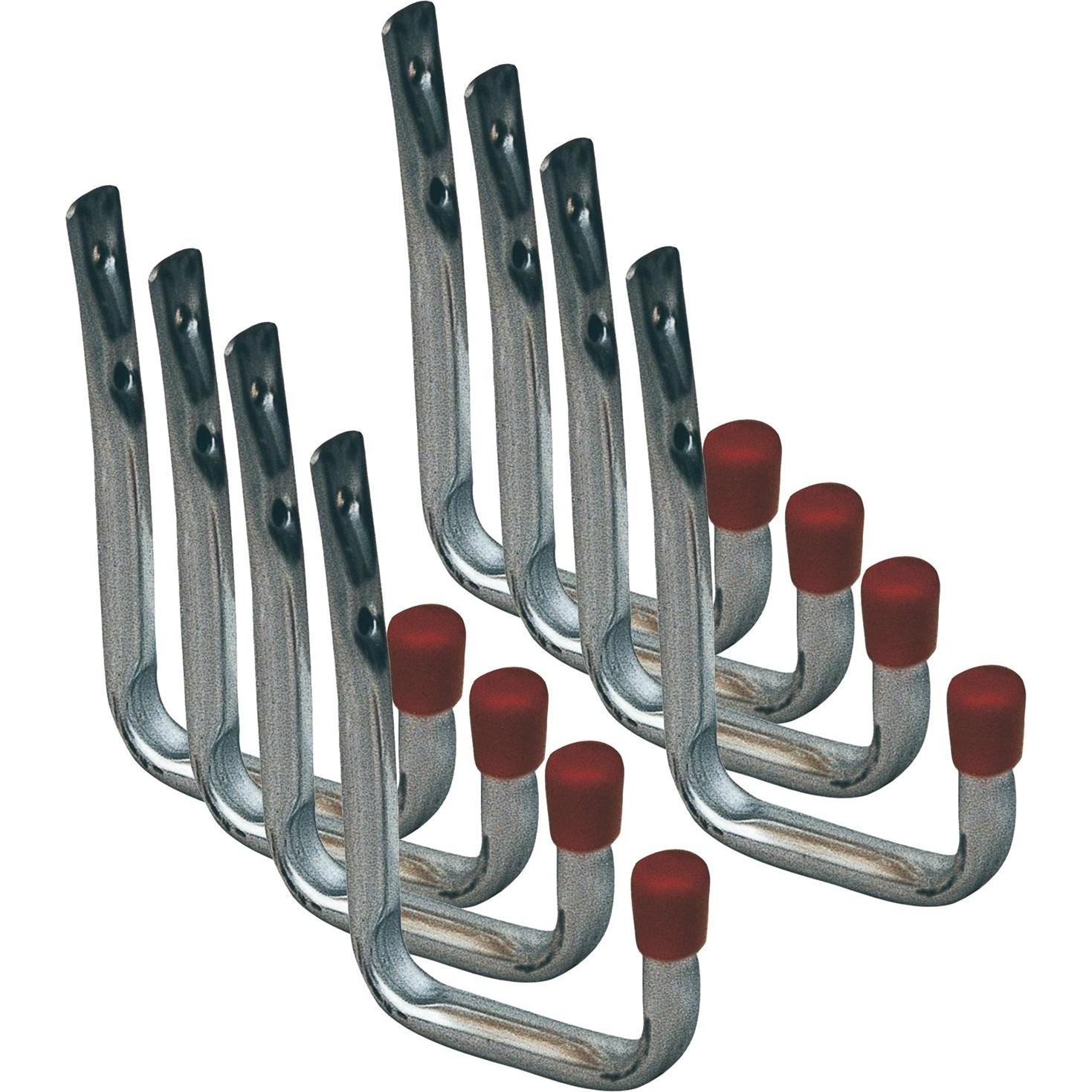 Pohl, Garderobe + Kleiderhaken, Wandhaken U-Form Garagenhaken 120x82 mm verzinkt mit roten Endkappen 8 Stück