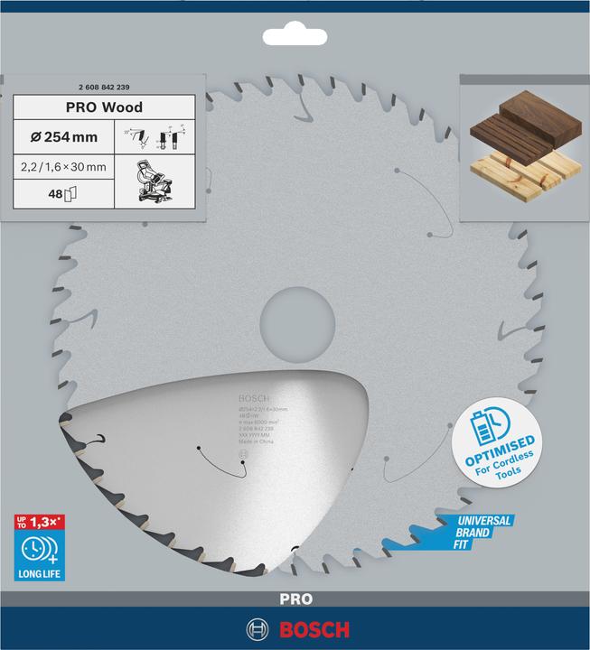 Actual product image Bosch Professional Zubehör PRO Wood cordless circular saw blade, 254 x 2.2 x 30 mm