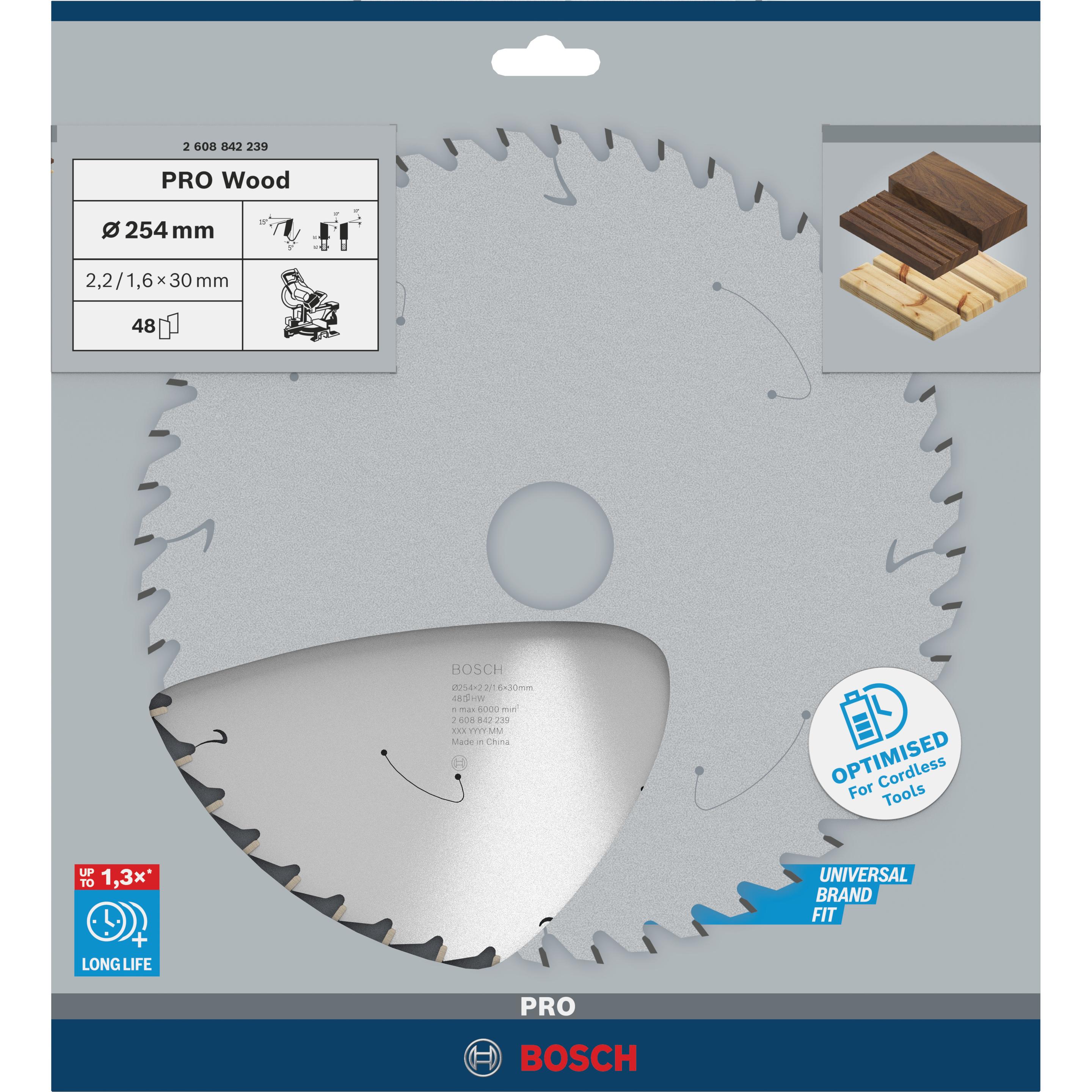 Thumbnail - Bosch Professional Zubehör, Sägeblatt, PRO Wood cordless Kreissägeblatt, 254 x 2,2 x 30 mm