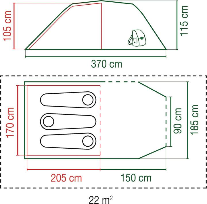 Productafbeelding Coleman Cortes 3 (Tunnel tent, 4.10 kg, 3 personen)
