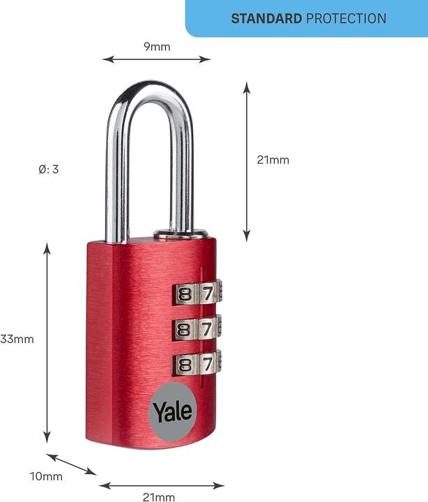 Actual product image Yale YE3CB/20/121/1/CO Padlock 20 mm Red Combination lock