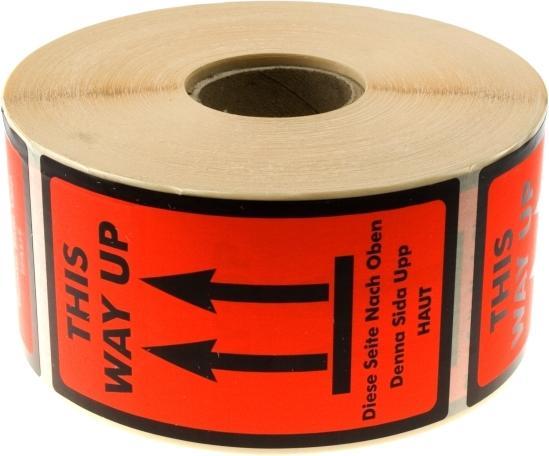 B.N.T. Etiketter selvkl. tryk: This Way Up 120x70mm 1000pcs/rul - (1000 pcs.)