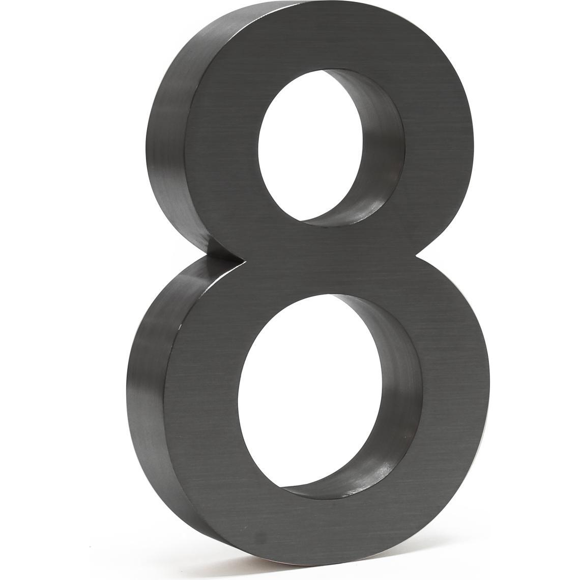 Wiltec, Hausnummer + Türschild, Hausnummer 8 Edelstahl Hausnummer modern 3D-Design rostfrei