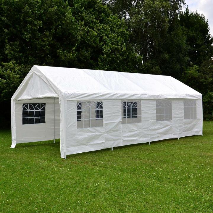 Produktbild VCM Festzelt Partyzelt Bierzelt weiss 4x8 m PE Dach 180 g/m² wasserdicht Stahlrohre (800 cm, 400 cm)