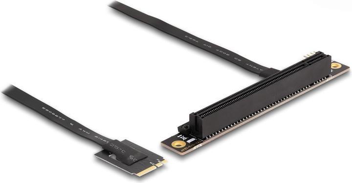 Actual product image Delock M.2 Key A+E to PCIe x16 NVMe adapter angled with 20 cm cable