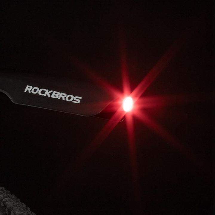 Actual product image Rockbros DNB8001 mudguard with red LED light - black (Rear mudguard)