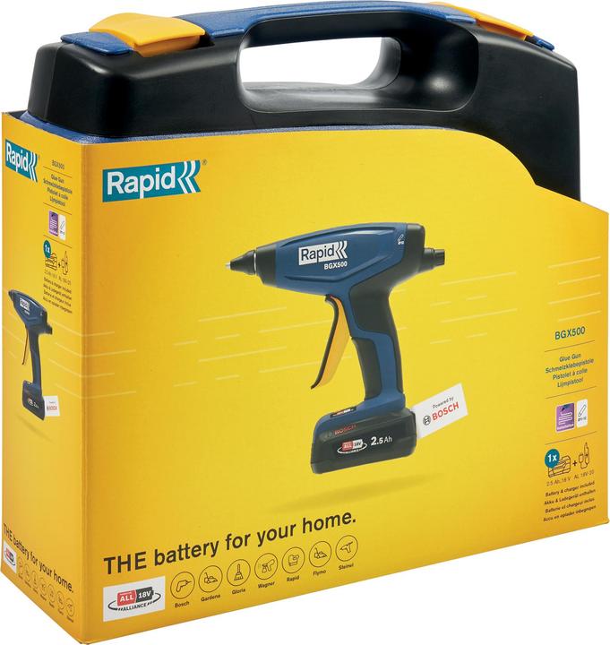 Image du produit Rapid Pistolet à colle sans fil BGX500 18V P4A dans sa mallette avec batterie et chargeur