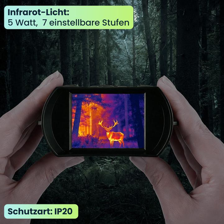 Produktbild Ideoon Profi 4K Nachtsichtkamera Binokular: 500m IR-Digitalkamera für Jagd, Camping & Security