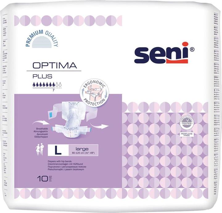 Actual product image Seni Optima Plus pads with waistband breathable hip circumference 80-125cm 7 drops (10 x, Large)