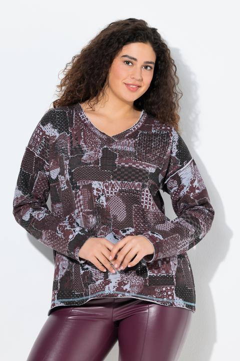 Actual product image Ulla Popken Patch Print V-Neck Sweatshirt (54)