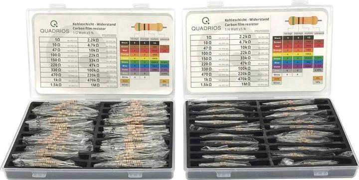 Image du produit Quadrios SET de résistances à couche de carbone - 800 pcs. (400 pièces 0.25 W / 400 pièces 0.5 W)
