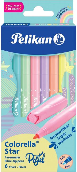 Productafbeelding Pelikan 822282 Viltstift Fijn Gemengde kleuren 6 stuks (Veelkleurig, 6 x)