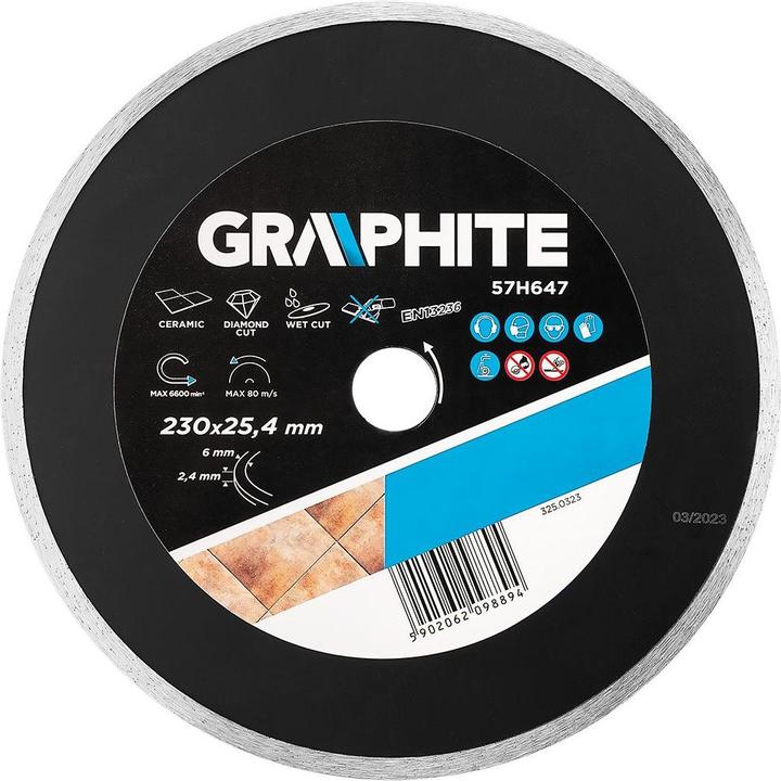 Graphite Disque à tronçonner diamanté 230 x 25,4 mm massif pour 59G891