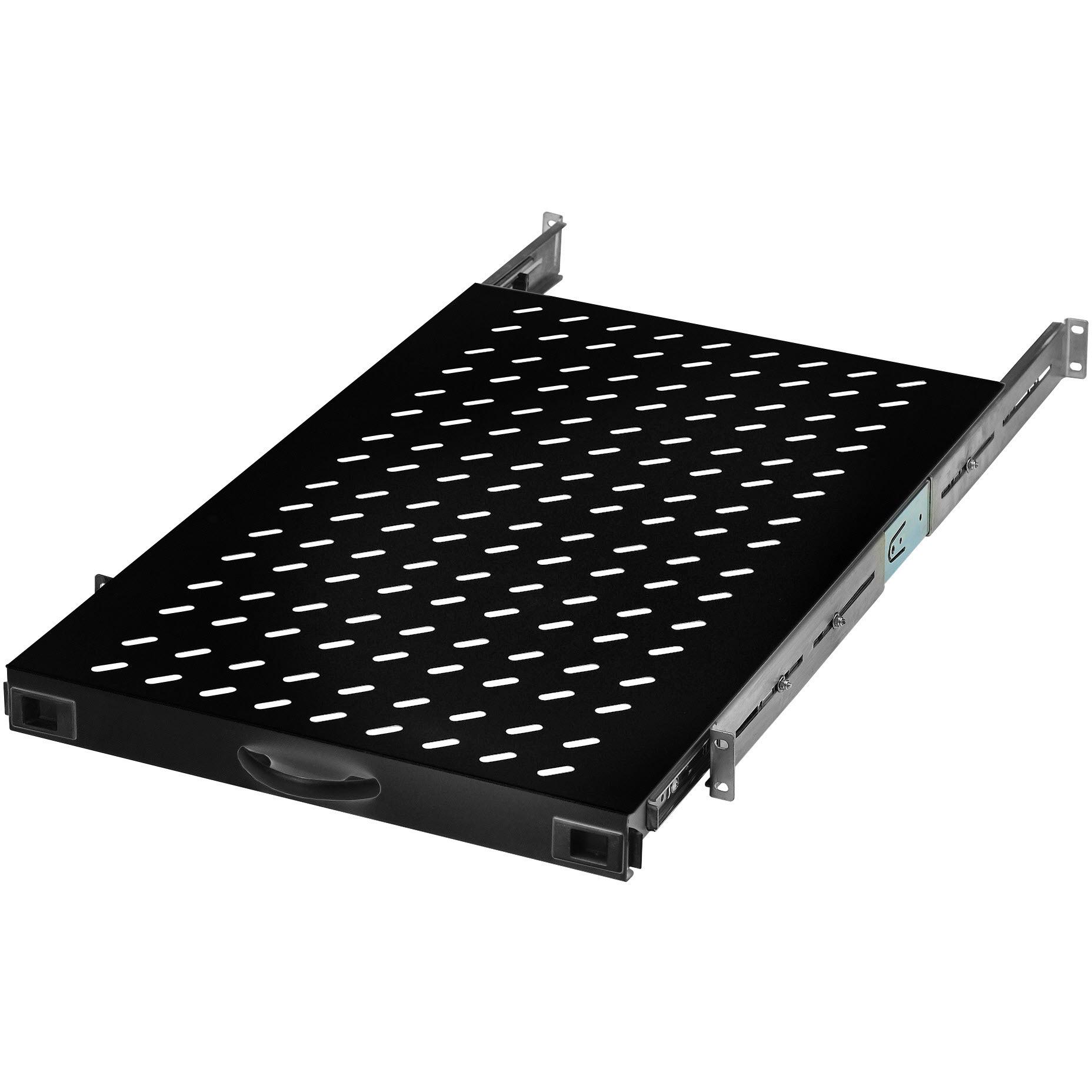 Digitus DN-19 TRAY-2-1000-SW Fachboden ausziehbar, 1HE, 720mm Tiefe, Serverschrank Zubehör, Schwarz
