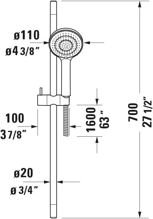 Produktbild Duravit Brauseset schwarz matt (3 Strahlarten, 14 l/min)