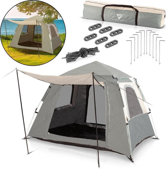 Actual product image Stahlwerk Camping tent Z-210 ST 210 x 160 cm self-assembly pop-up tent (2.30 kg, 2 persons)